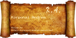 Korponai Andrea névjegykártya